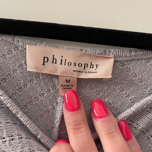 Philosophy Gray Crew Neck Sweater with Relaxed Fit - Picture 3 of 4